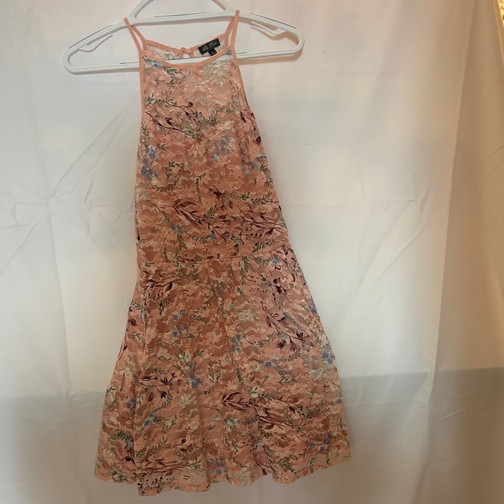 Lily Rose Coral Floral Halter Mini Dress